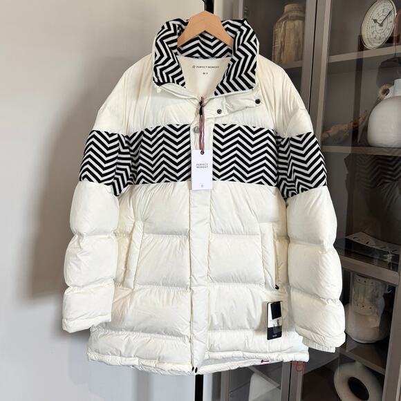 Perfect Moment Polar Puffer Down Snow White Jacket L NEW Knit Panel Quilted Ski - Picture 1 of 6